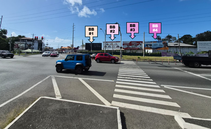 Intersection  of Wilson Road & Claude Noel Hwy for traffic heading West and South, BB#1, 2, 3 or 4 32ft W x12ft H
