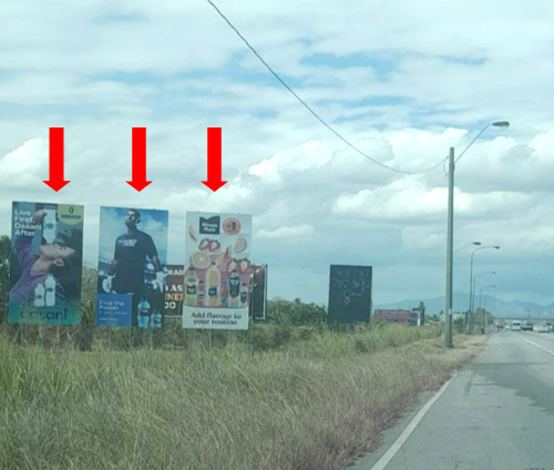 Chaguanas –Carlsen Field Northbound, 3-in-a-row (same side) 16ft W x 30ft H x 3