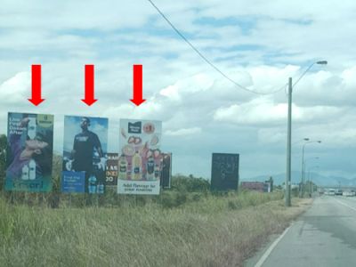Chaguanas –Carlsen Field Northbound, 3-in-a-row (same side) 16ft W x 30ft H x 3